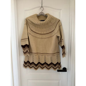 Women's denim 24/7. Beige & Brown Cowl Neck Sweater Plus Size 18/20